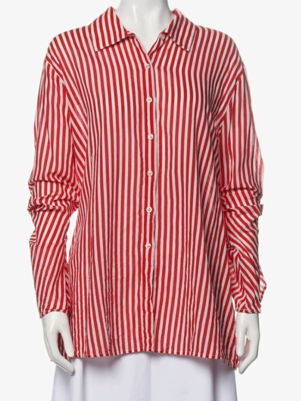 Tullarosa Striped Button-up Blouse Red and White